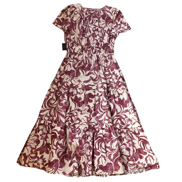 Cynthia Rowley Floral Tiered Maxi Dress Size Large Purple Cream - Picture 3 of 7